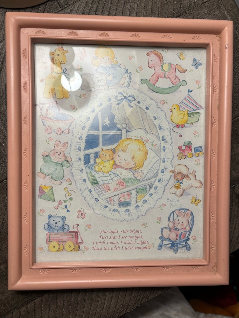 Vintage Retro 90s Pink Framed Nursery Wall Art